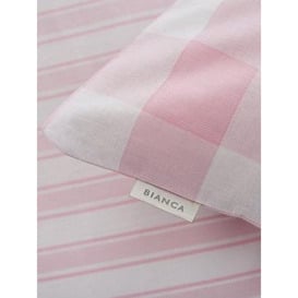 Bianca Fine Linens Bianca Pink Check Cotton Fitted Sheet, Pink, Size Single