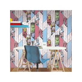 Marvel Kids Wood Panel Wallpaper, Multi