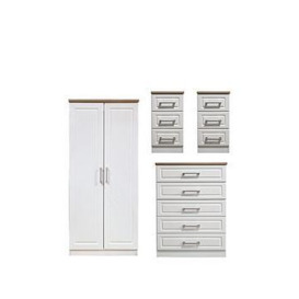 Swift Regent Ready Assembled 4 Piece Package - 2 Door Wardrobe, 5 Drawer Chest And 2 Bedside Chests - Fsc&Reg Certified