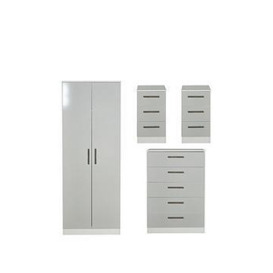 Swift Montreal Gloss Ready Assembled 4 Piece Package - 2 Door Mirrored Wardrobe, 5 Drawer Chest And 2 Bedside Chests - Fsc&Reg Certified
