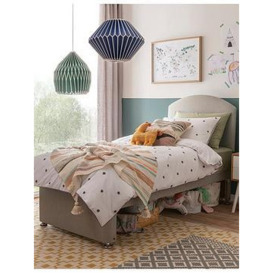 Silentnight Kids Maxi Store Fabric Divan Bed Set, Sprung Mattress and Headboard, Sandstone