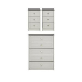 One Call Alderley Ready Assembled 3 Piece Package - Chest Of 5 Drawers And 2 Bedside Chests
