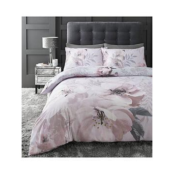 Catherine Lansfield Dramatic Floral Duvet Cover Set - Blush Pink