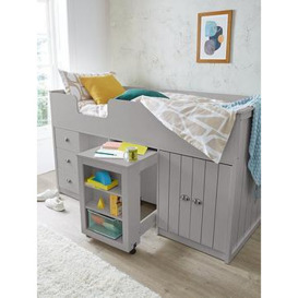 Very Home Atlanta Mid Sleeper Bed with Desk, Storage and Mattress Options (Buy and SAVE!) - Grey - Mid Sleeper Only, Grey