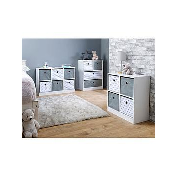 Lloyd Pascal 4 Cube Storage Unit with Hearts - Grey/White, Grey/White