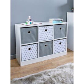 Lloyd Pascal 6 Cube Storage Unit with Hearts, Grey/White