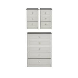 One Call Alderley Ready Assembled 3 Piece Package - Chest Of 5 Drawers And 2 Bedside Chests