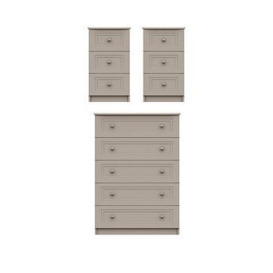 One Call Reid 3 Piece Ready Assembled Package - 5 Drawer Chest And 2 Bedside Cabinets