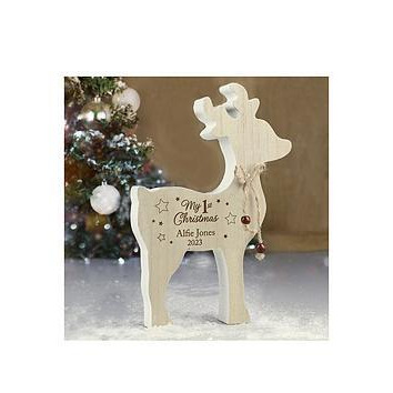 "The Personalised Memento Company Personalised ""My 1St Christmas 2023"" Wooden Reindeer Decoration"