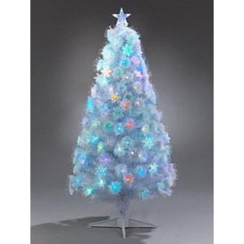 Festive 5Ft White Fibre Optic Christmas Tree With Star Topper