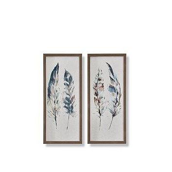 Art For The Home Set Of 2 Painterly Feathers Framed Canvas