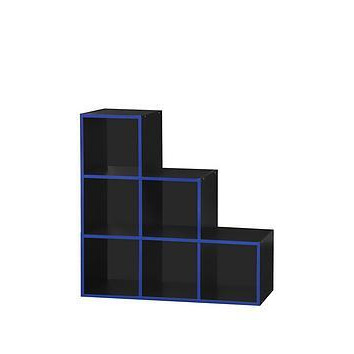 Lloyd Pascal Virtuoso 6 Cube Step Storage with Blue Edging, Black/Blue