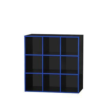 Lloyd Pascal Virtuoso 9 Cube Storage with Blue Edging, Black/Blue