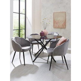 Very Home Pair Of Angel Scallop Dining Chairs - Grey Velvet