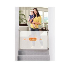 Dreambaby Retractable Relocatable Gate (Fits Gaps 0-140cm) - White/Mesh, One Colour