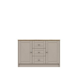 One Call Alderley Large Ready Assembled Sideboard - Rustic Oak/Taupe
