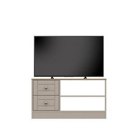 One Call Alderley Ready Assembled Tv Unit - Rustic Oak/Taupe - Fits Up To 50 Inch Tv