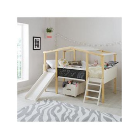 Very Home Pixie Mid Sleeper Bed with Slide and Chalkboard with Mattress Options (Buy and SAVE!) - Bed Frame Only, White