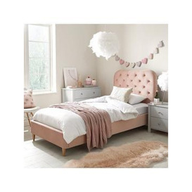 Very Home Freya Velvet Fabric Single Kids Bed Frame &amp Headboard - Pink - Bed Frame Only, Pink