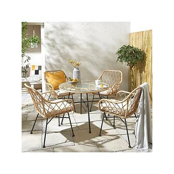 Very Home Madrid Cane Effect 4-Seater Dining Set