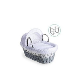 Clair De Lune Dimple Grey Wicker Basket with Grey Deluxe Stand - White, One Colour