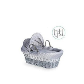 Clair De Lune Dimple Grey Wicker Basket with Grey Deluxe Stand - Grey, One Colour