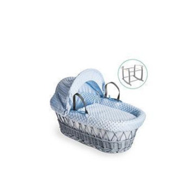 Clair De Lune Dimple Grey Wicker Basket with Grey Deluxe Stand - Blue, One Colour