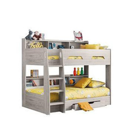 Julian Bowen Riley Bunk Bed With Shelves And Storage, Grey