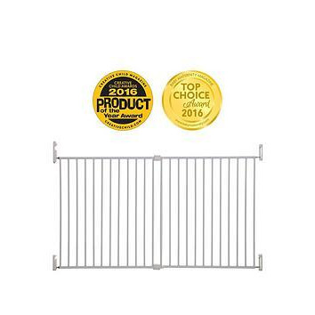 Dreambaby Broadway Metal 2-Panel Extending Gro-Gate (Fits Gap 76-134.5Cm) - White - Hardware Mounted, One Colour
