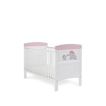 Obaby Grace Inspire Cot Bed Me & Mini Me Elephants - Pink, Pink