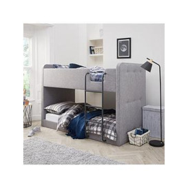 Very Home Charlie Fabric Bunk Bed with Mattress Options (Buy and SAVE!) - Grey - Bed Frame Only, Grey
