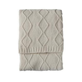 Gallery Chenille Knit Cable Throw - Cream