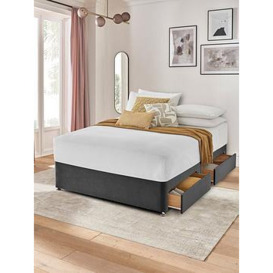 Silentnight Velvet Base Only Velvet Divan Bed With Storage Options, Headboard Not Included - Single