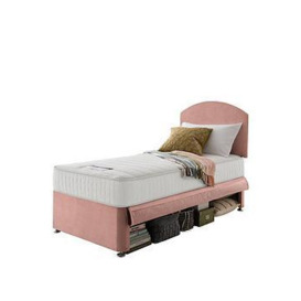 Silentnight Kids Maxi Store Bright Velvet Divan Bed Set, Sprung Mattress and Headboard, Pink