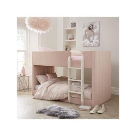 Very Home Panelled Velvet Bunk Pink W/ Prem Matt - Bed Frame With Standard Mattress, Pink