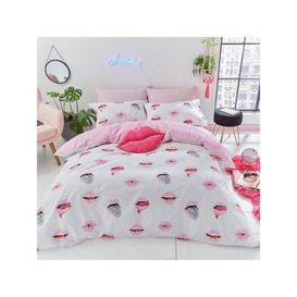 Sassy B Service Reversible Duvet Cover Set In Pink And White