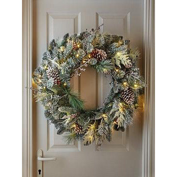 Very Home Frosted Cone Pre-Lit Christmas Wreath &Ndash 80 Cm Diameter