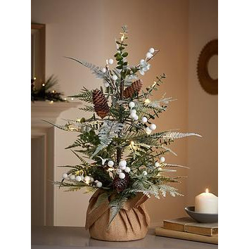 Very Home 60 Cm Mistletoe And Fern Lit Tabletop Christmas Tree