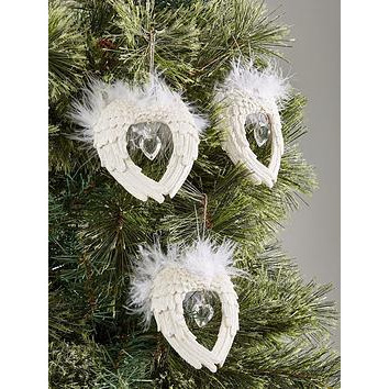 Very Home Set Of 3 Angel Wings Christmas Tree Decorations