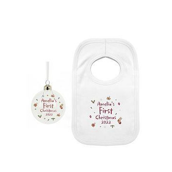The Personalised Memento Company Personalised 1St Christmas Baby Bundle