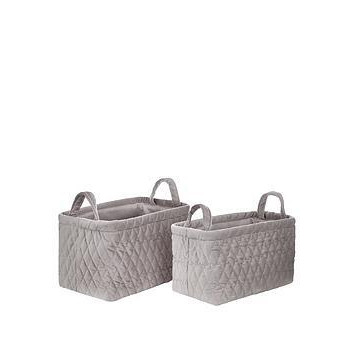 Very Home Set Of 2 Quilted Velvet Storage Baskets