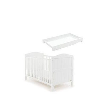 Obaby Whitby Cot Bed & Cot Top Changer - White, White