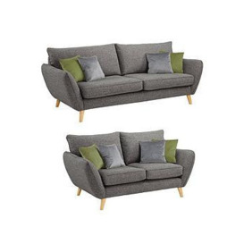 Very Home Perth Fabric 3 Seater + 2 Seater Sofa Set - Charcoal (Buy And Save!)