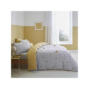 Catherine Lansfield Sweet As Can Bee Duvet Cover Set - Grey/Ochre