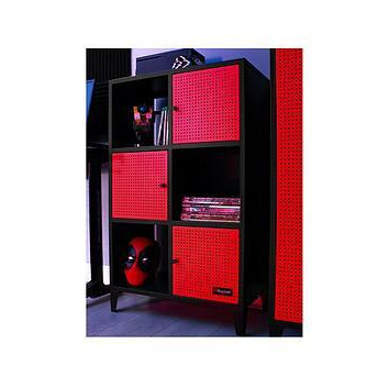 X Rocker MESH-TEK Tall display cabinet with 6 cube storage, Black/Red