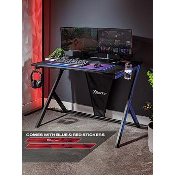 X Rocker Ocelot Gaming Desk With Red/Blue Stickers
