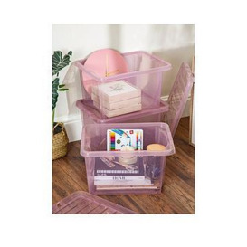 Wham Set Of 3 Pink Crystal 28-Litre Plastic Storage Boxes