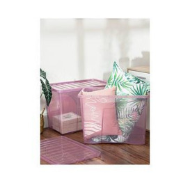 Wham Set Of 2 Pink Crystal 80-Litre Plastic Storage Boxes