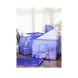 Wham Set Of 2 Blue Crystal 80 Litre Plastic Storage Boxes