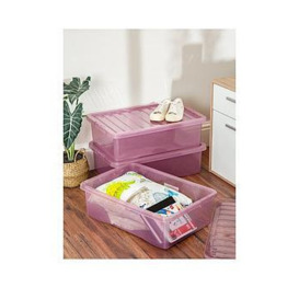Wham Set Of 3 Pink Crystal 32-Litre Plastic Storage Boxes